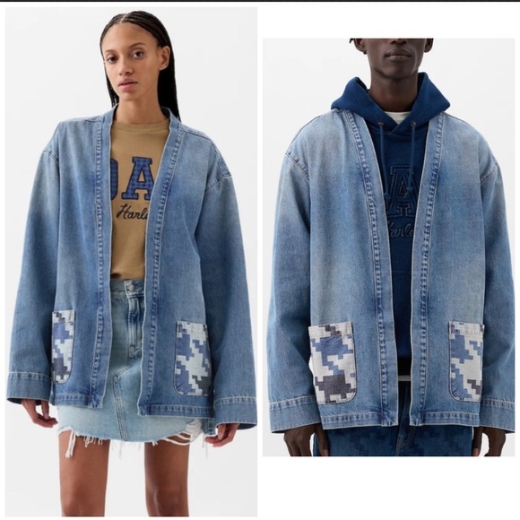 GAP Jackets & Blazers - GAP × DAP Unisex Organic Cotton Denim Wrap Jacket Harlem in Light Indigo M/L